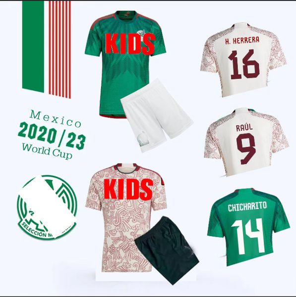 

soccer jersey 2022 2023 mexico fans player world h.losano guardado chicharito g dos santos 22 23 cup football shirt men kids sets uniform c, Black;yellow