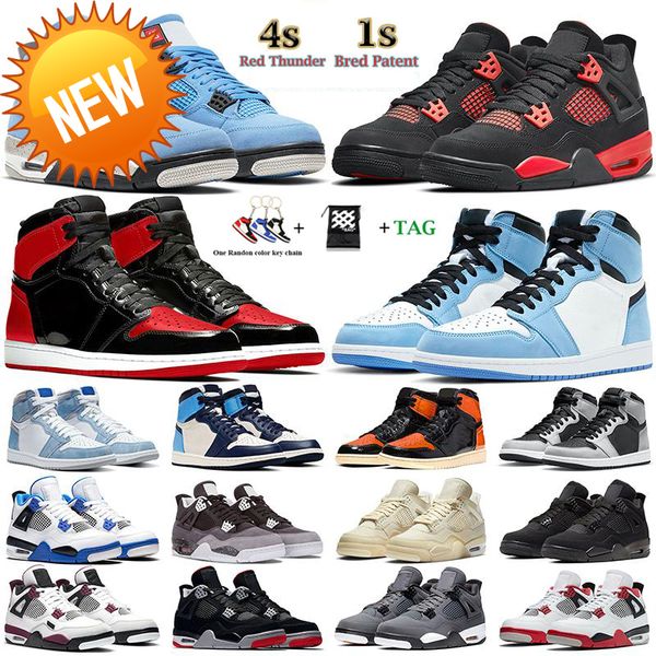 

2022 basketball shoes 4s jumpman 4 1s university blue obsidian bred patent unc dark mocha white oreo red thunder sail cool grey black cat