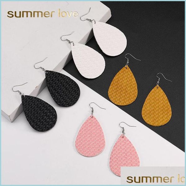 

dangle chandelier pu leather teardrop statement earrings for women girl double side drop dangle fashion designer jewelry wholesale d dhjtm, Silver