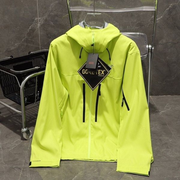

arc jacket designer fluorescent green mens hoodie outdoor sports waterproof windbreaker windproof quick dry lightweight zip coat, Black;brown