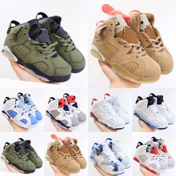 

jumpman 6 travis kids basketball shoes british khaki boys girls casual running shoes 6s vi sports sneakers trainers youth children students