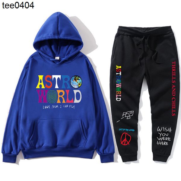

new travisscotts astroworld men's and women's hooded sweatpants set, Black
