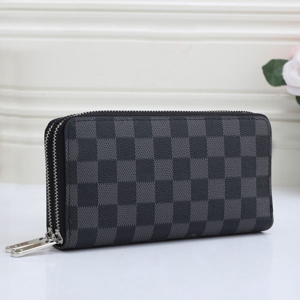 

designer purse double zipper men clutch bag zippy coin fashion women leather wallet holders classic zipper wallets men's long cheque 10, Red;black