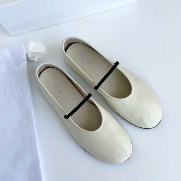 

the row shoes row designer the dress shoes soft sheepskin granny ballet shoes round head flat bottom belt women's single no lining comf, Black