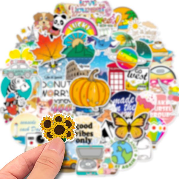 

50pcs cartoon cute graffiti stickers skate accessories vinyl waterproof sticker for skateboard lapluggage phone case car decals party decor