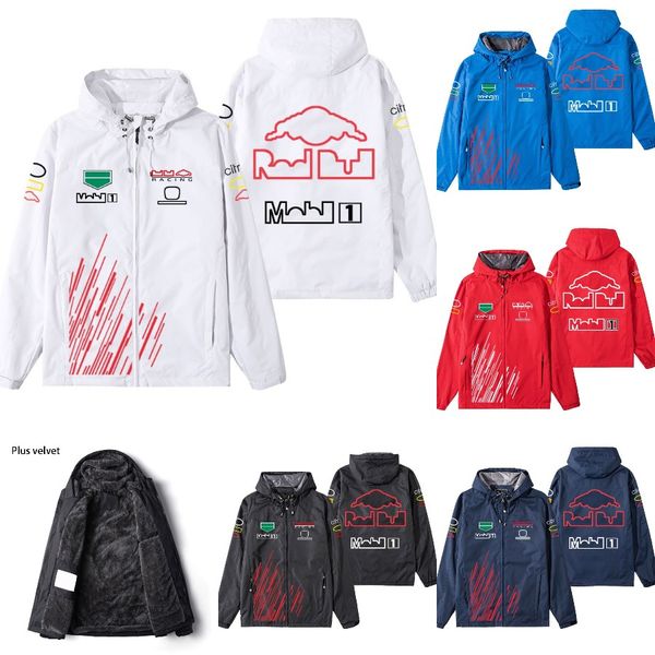 

2022 f1 racing jacket fall/winter thicken plush hooded cotton clothing windbreaker formula 1 team zipper hoodie men's warm sweatshirt