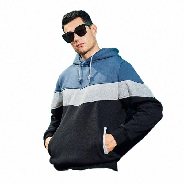 

men's hoodies & sweatshirts three colors patchwork hooded sweatshirt men clothing v13t#, Black