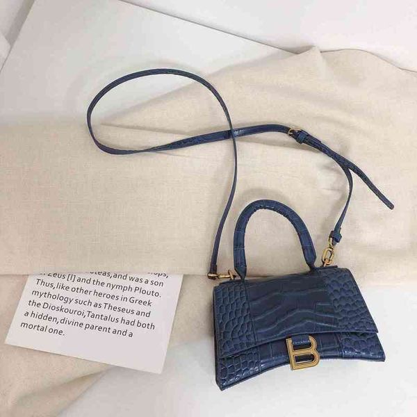 

balencigas bags hourglass correct luxurys designer handbags b bag women's new fashion messenger underarm bag leather word buckle crocod