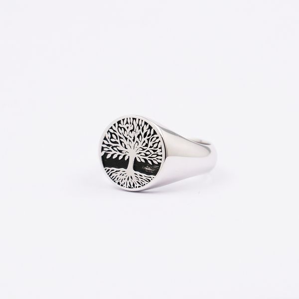 

wedding rings genuine pure silver tree of life signet ring 220921, Slivery;golden