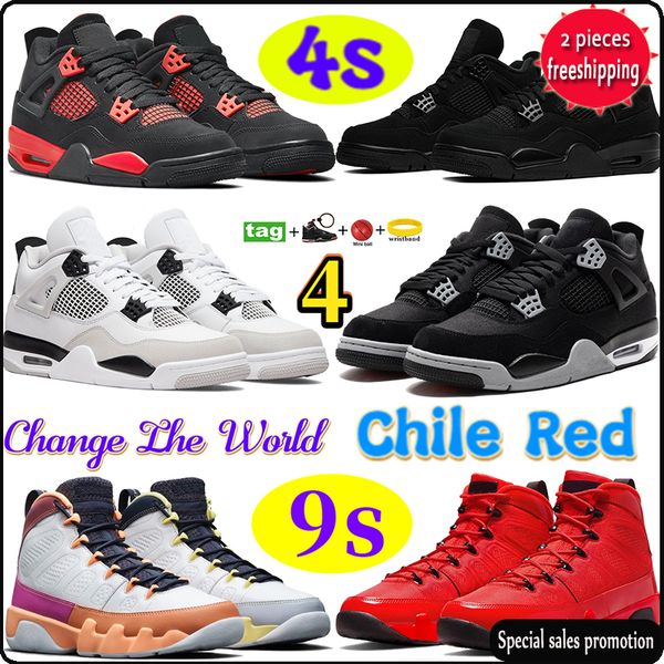 

4s 9s men women basketball shoes 4 9 military black cat neon university blue chile red thunder change the world pure money pine green