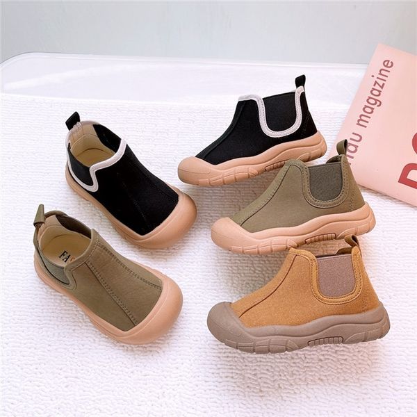 

boots children short autumn girls fashion canvas shoes boys anti slip casual baby cute single cloth 220921, Black;grey