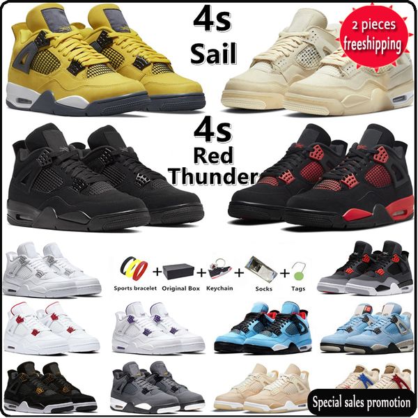 

4 4s men women basketball shoes red thunder zen master black cat infrared sail lightning university blue taupe haze white oreo mens trainer