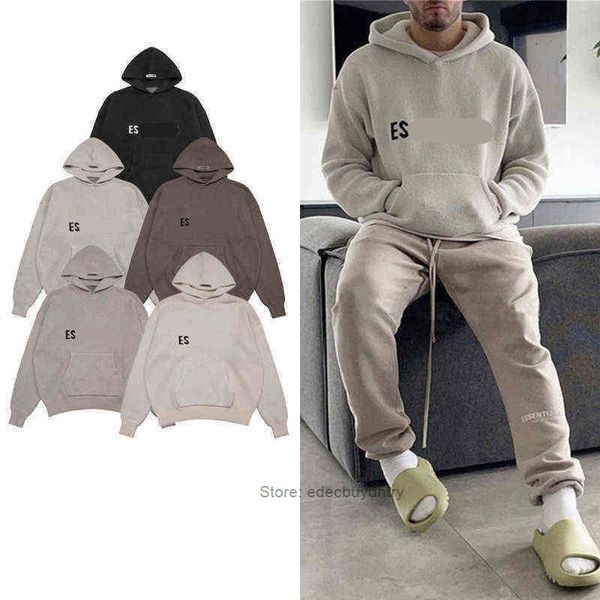 

ess thread hooded knitted sweatshirt men's and women's loose knit sweater sweet versatile plush casual classic sportswear, Black