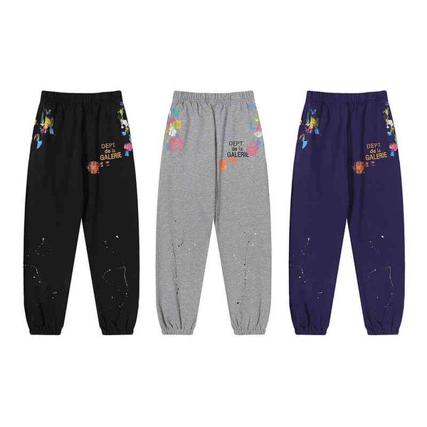 

pants mens galleryes trendy casual high street 2022 hand-painted sports fashion designer leisure sweatpants, Black