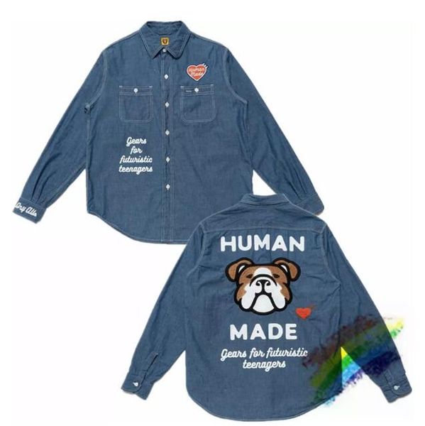 

embroidered denim shirt men women 1 vintage casual shirts, White;black