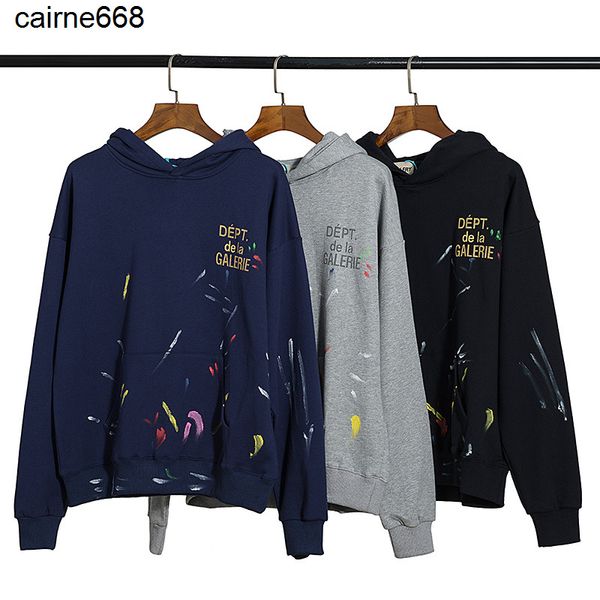 

men's hoodies sweatshirts los angeles gary speckle graffiti painted high street sweater for men and women couples loose fitting, Black