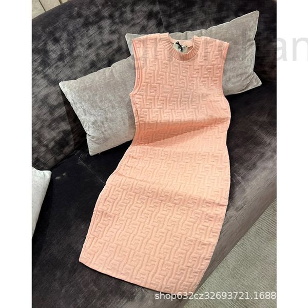 

casual dresses designer pink jacquard women's summer 2022 new french heavy industry sleeveless knitted f50f, Black;gray