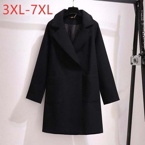 

women s plus size outerwear coats ladies winter women clothing overcoat large long sleeve loose black button woollen coat 3xl 4xl 5xl 6xl 7x