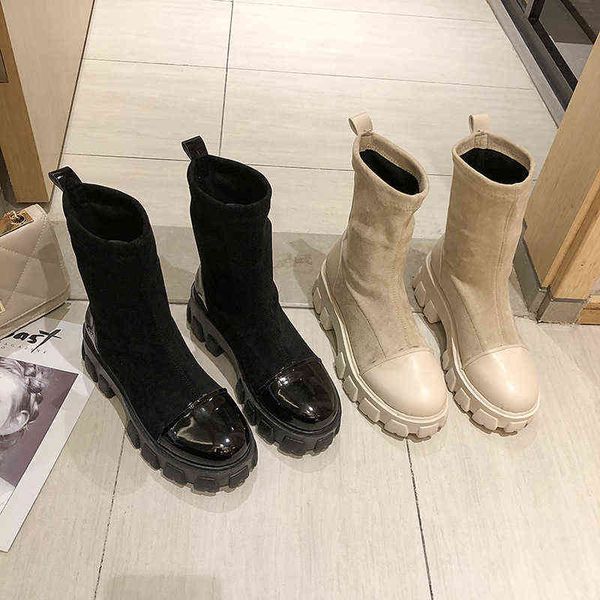 

boots black sock women 2022 new punk gothic shoes ankle platform white y2209