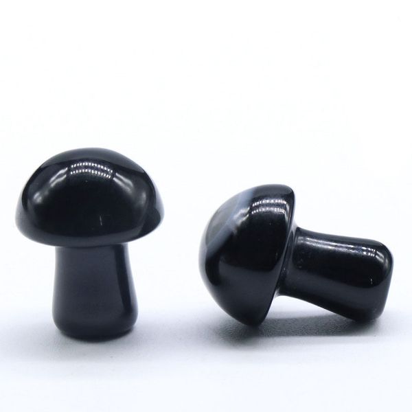 

20mm mushroom shaped gemstone statue figurine carved black onyx stone mushrooms crafts for healing chakra reiki balancing home decoration