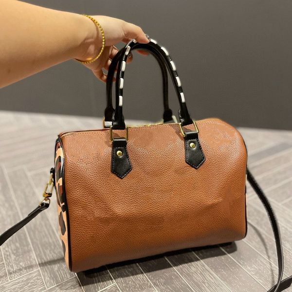 

boston bag genuine leather big totes lady messenger bags phone purse fashion satchel pillow detachable shoulder strap handbags letter emboss