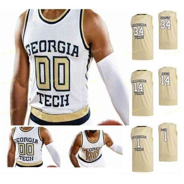 

sj ncaa college georgia tech yellow jackets basketball jersey 12 khalid moore 13 coleman boyd 14 david didenko 2 shembari phillips custom, Black