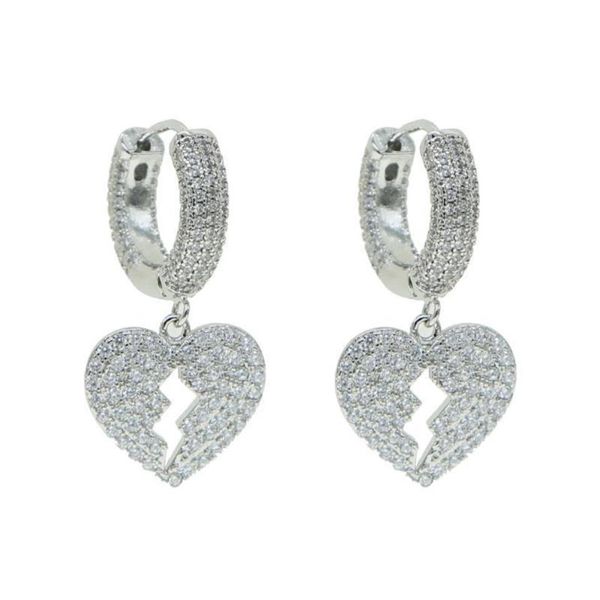 

hie broken heart dangle charm hoop for lady geometric hanging earrings female big modern jewelry oorbellen accessories bu8v6 vncno233z, Golden;silver