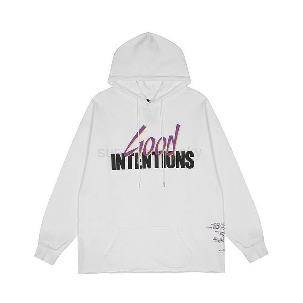 

mens hoodies new designer fashion vloness sweatshirts brand letter big v flying pigeon print hooded white casual pocket inserted cotton wome, Black