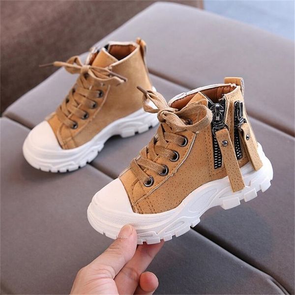 

boots children boys british style short girls single tooling military for spring 220921, Black;grey