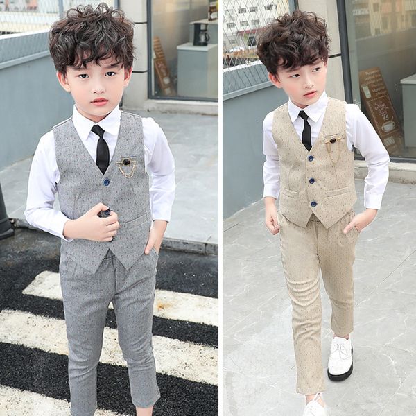 

clothing sets 2022 formal boys suits for weddings dress elegant children school uniform dots kids party costumes tuxedo toddler clothes set, White