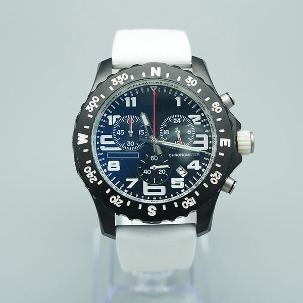 

men's watch japan quartz endurance pro avenger chronograph 44mm watches black dial white rubber strap 1884 men watches hardex glass