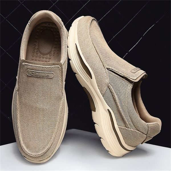 

dress shoes men's casual canvas breathable loafers male comfortable outdoor walking classic sneakers 220922, Black