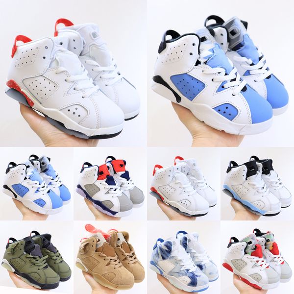 

high 6s 2022 kids basketball shoes jumpman 6 sport blue red oreo medium olive neutral grey sports boys girls children students sneakers us s