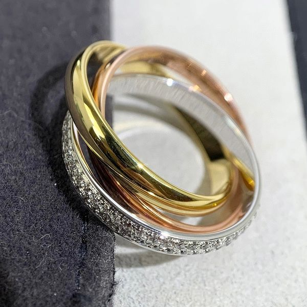 

wedding rings trend luxury brand original 925 sterling silver female ring for women rose gold 3 tones circle fashion bijoux 220921, Slivery;golden