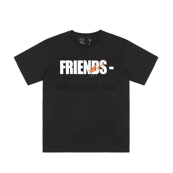 

mens t-shirts fashon brand vloness designer tees spray painted friends letter youth ordinary loose large half sleeve t-shirt, White;black