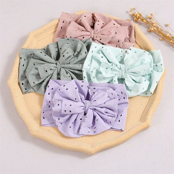 

summer hair accessories breathable mesh baby headband soft big bow elastic hair banids for girls newborn nylon wide turban solid, Slivery;white