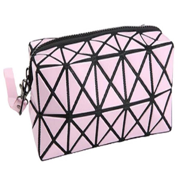 

fashion geometric zipper cosmetic bag women flash diamond leather makeup bag ladies cosmetics organizer new trend 20172517