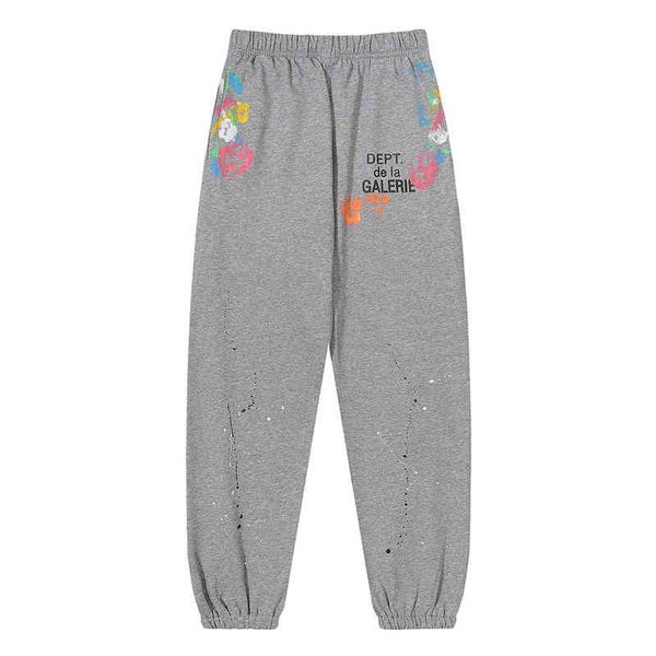 

pants mens galleryes trendy casual high street hand-painted graffiti leggings large sports fashion designer leisure sweatpants, Black
