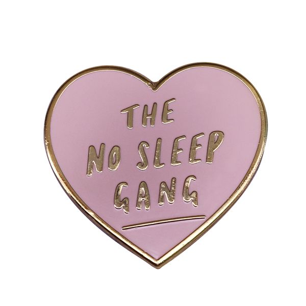 

the no sleep gang pink heart pin trendy women sisters decor unique night shifts co worker friends gift, Blue