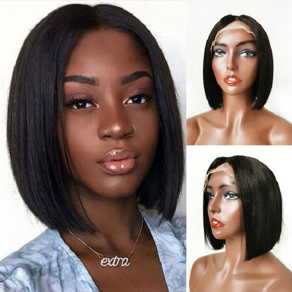 

t part lace wig 13x4x1 straight human hair bob wigs lace balaclavas, Black;brown