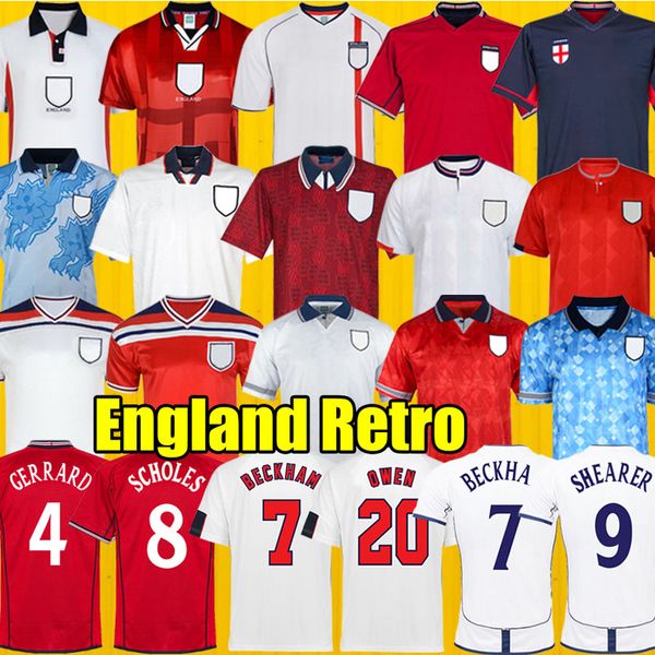 

englands retro soccer jersey 1982 1986 1998 2002 shearer beckham 1989 1990 gerrard scholes owen 1994 heskey 1996 gascoigne vintage classic f, Black;yellow