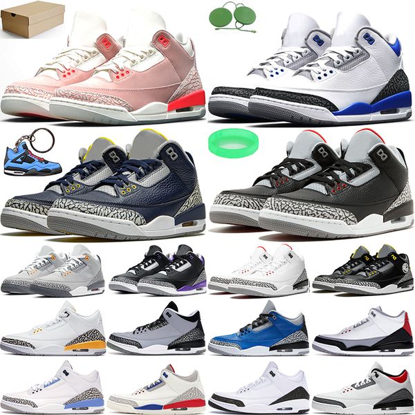 

racer blue basketball shoes 3s 3 black cement michigan fire red rust pink cool grey court purple laser orange unc pure white men trainers