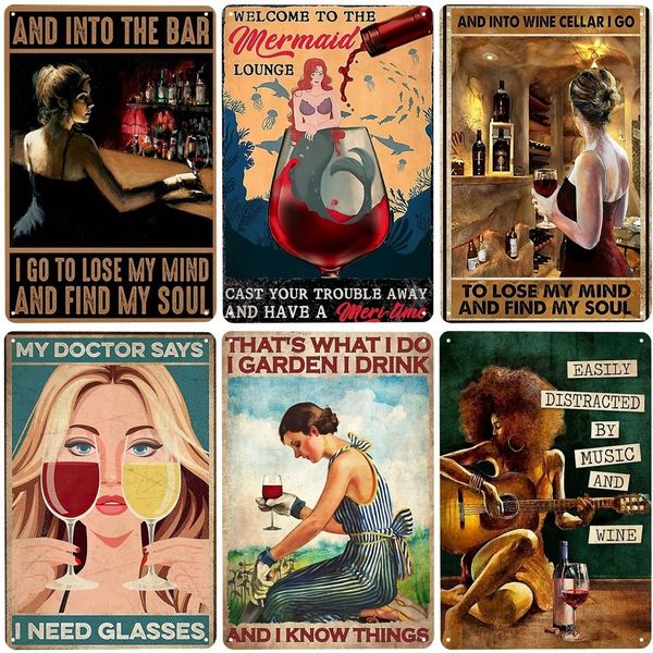 

i drink i know thing vintage metal painting tin sign bourbon decorative plaque home pub bar man cave club decor wine kitchen wall decoration