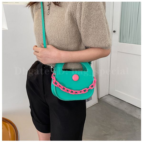 

hbp shoulder bags candy color portable women's 2022 new contrast color chain messenger small square bag