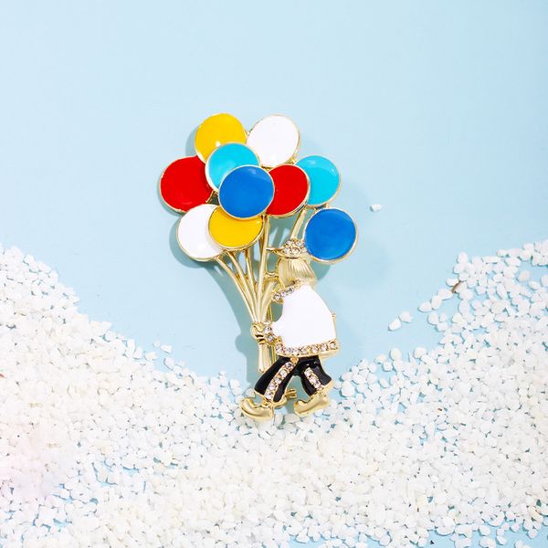 

painted enamel clown balloon brooch accessories fashion outfit matching pins, Gray