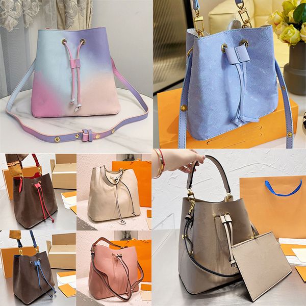 

shoulder bags neonoe mm bucket bag neonoe bb handbag women drawstring classic print leather shoulder bags multicolour gradient crossbody sum
