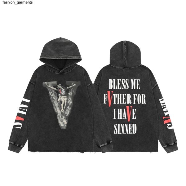 

dsigner men's hoodies sweatshirts autumn winter new trend vloness washed worn multi letter printed hoodie for male female, Black