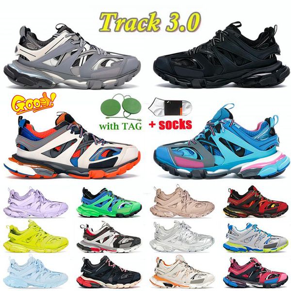 

designer tracks casual shoes track 3 3.0 triple white black mans sneakers gomma leather trainer nylon printed platform trainers women