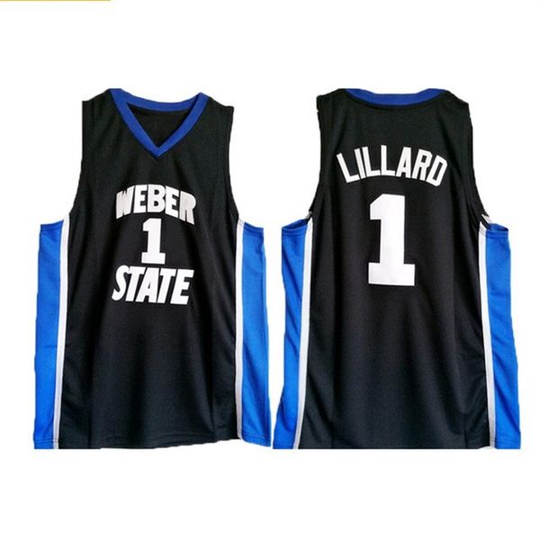 

college men's lillard #1 black stitched weber state retire damian ncaa university basketball jerseys size s-2xl273j