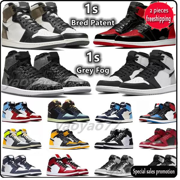 

university blue 1 og basketball shoes jumpman 1s high dark mocha unc light smoke grey hyper chicago patent bred royal toe men women trainers